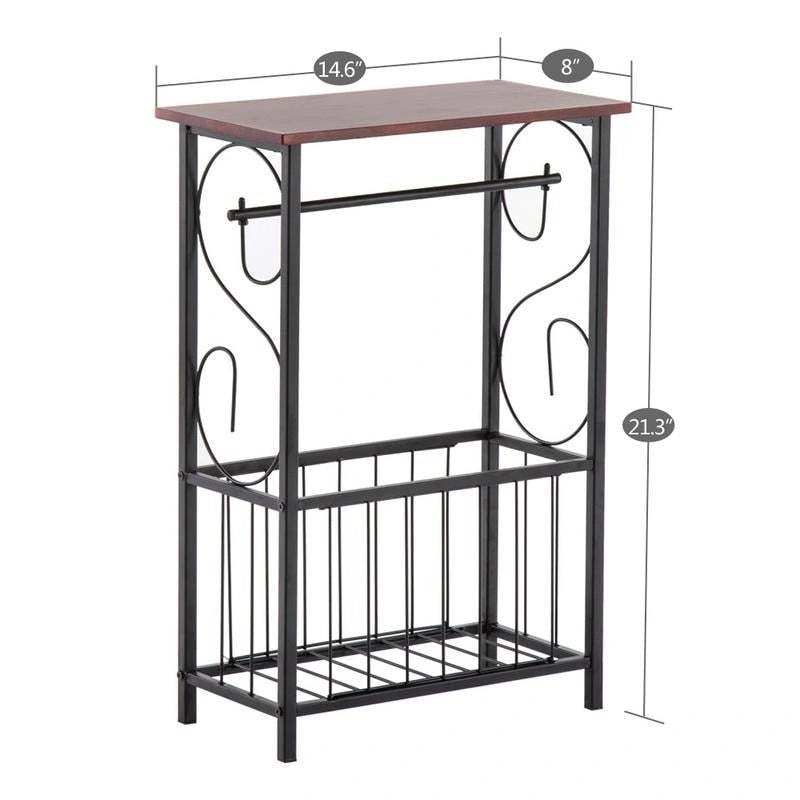 Bathroom Side Table with Magazine and Storage Rack