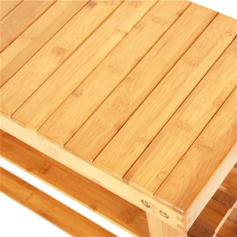 3-Tier Bamboo Shoe Rack with Seat Stool Function, 35.43x11.02x17.72 inches
