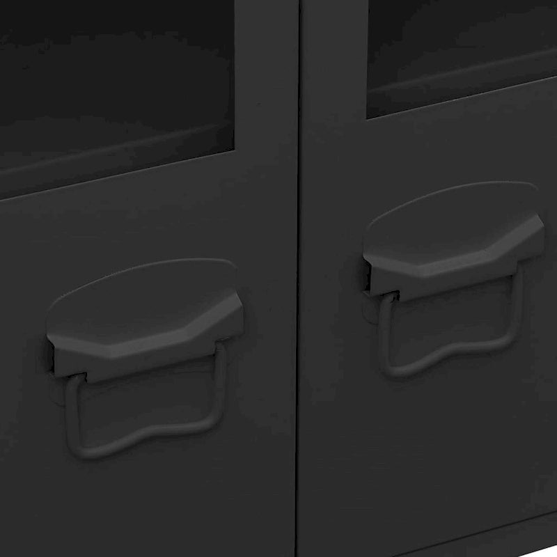 Industrial Metal and Glass Sideboard Storage Cabinet for Living Room, 41.3x13.8x24.4