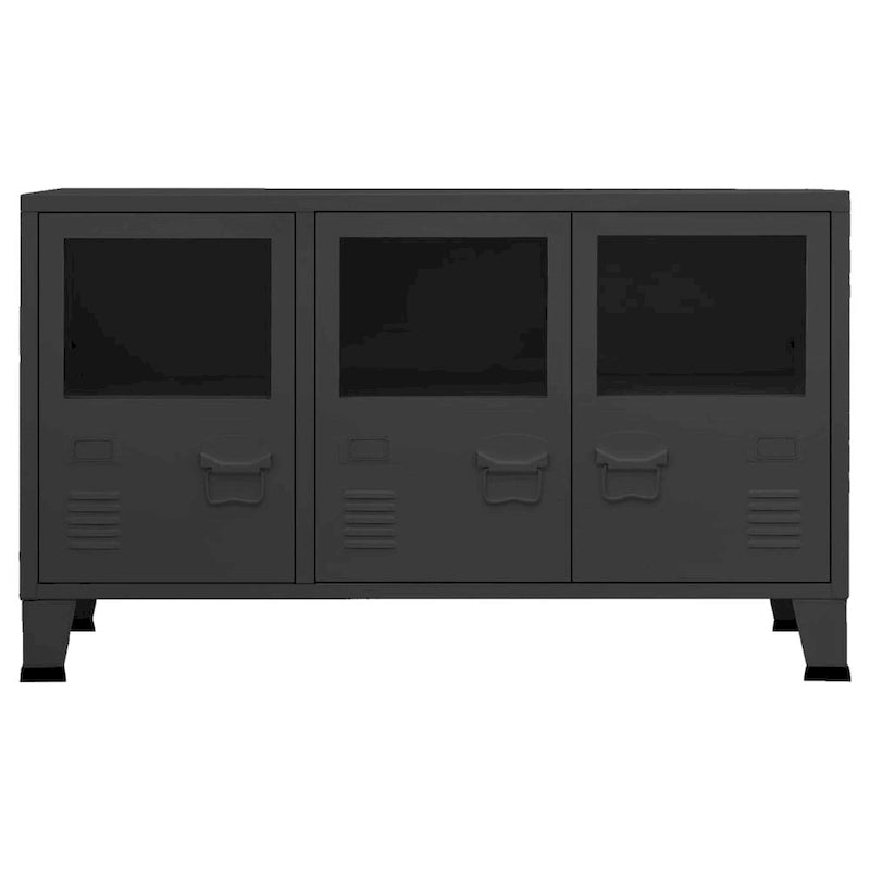 Industrial Metal and Glass Sideboard Storage Cabinet for Living Room, 41.3x13.8x24.4