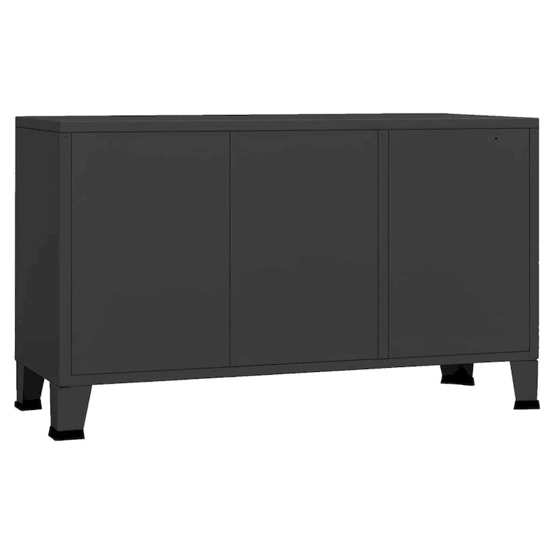 Industrial Metal and Glass Sideboard Storage Cabinet for Living Room, 41.3x13.8x24.4