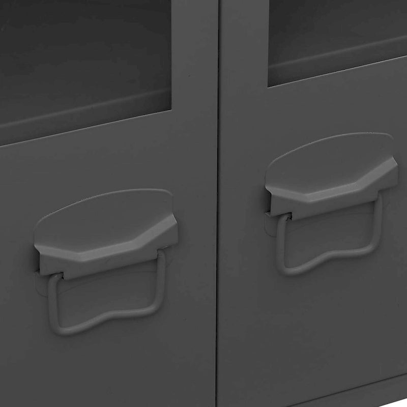 Industrial Metal and Glass Sideboard Storage Cabinet for Living Room, 41.3x13.8x24.4