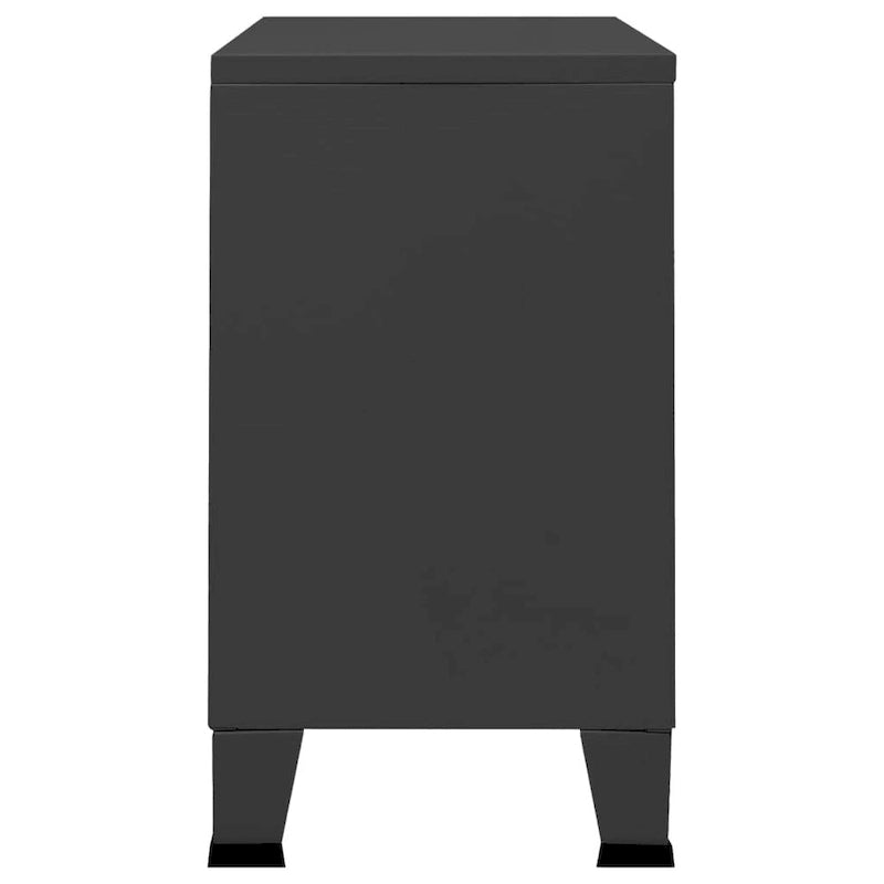 Industrial Metal and Glass Sideboard Storage Cabinet for Living Room, 41.3x13.8x24.4