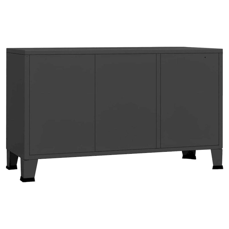 Industrial Metal and Glass Sideboard Storage Cabinet for Living Room, 41.3x13.8x24.4