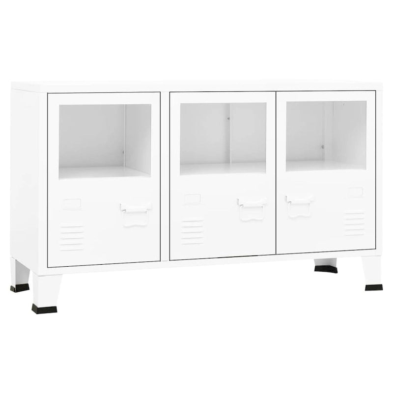 Industrial Metal and Glass Sideboard Storage Cabinet for Living Room, 41.3x13.8x24.4
