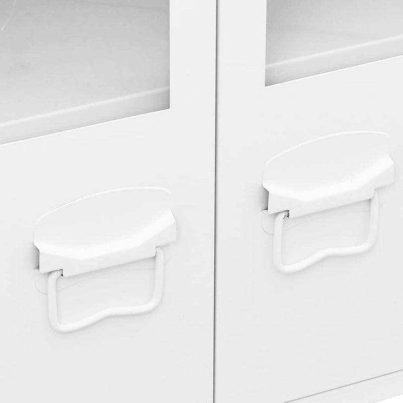 Industrial Metal and Glass Sideboard Storage Cabinet for Living Room, 41.3x13.8x24.4