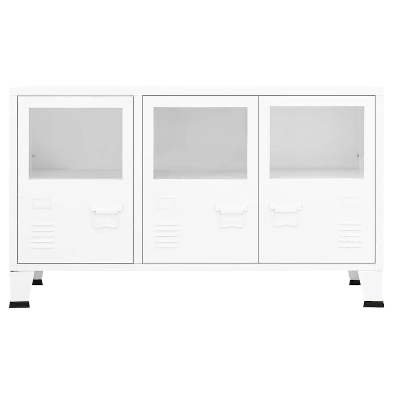 Industrial Metal and Glass Sideboard Storage Cabinet for Living Room, 41.3x13.8x24.4