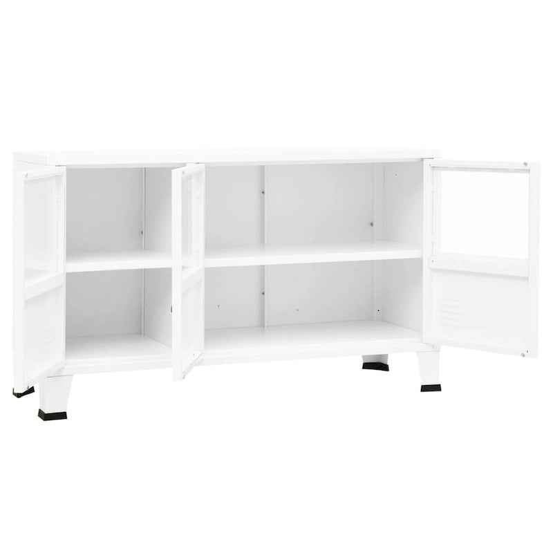 Industrial Metal and Glass Sideboard Storage Cabinet for Living Room, 41.3x13.8x24.4