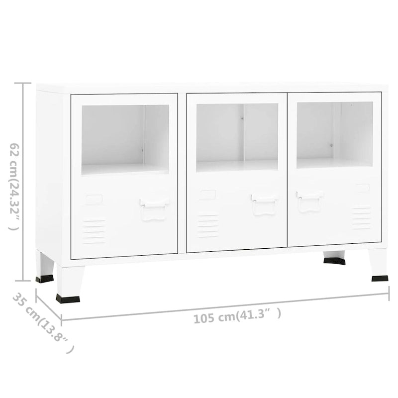 Industrial Metal and Glass Sideboard Storage Cabinet for Living Room, 41.3x13.8x24.4