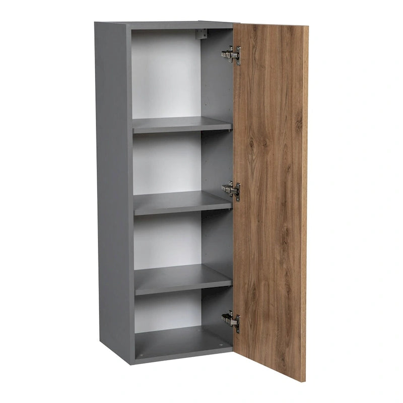 Single-Door Grey Wall Cabinet, 15W x 42H x 12D
