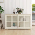 White Kitchen Storage Stand Cupboard with Glass Door