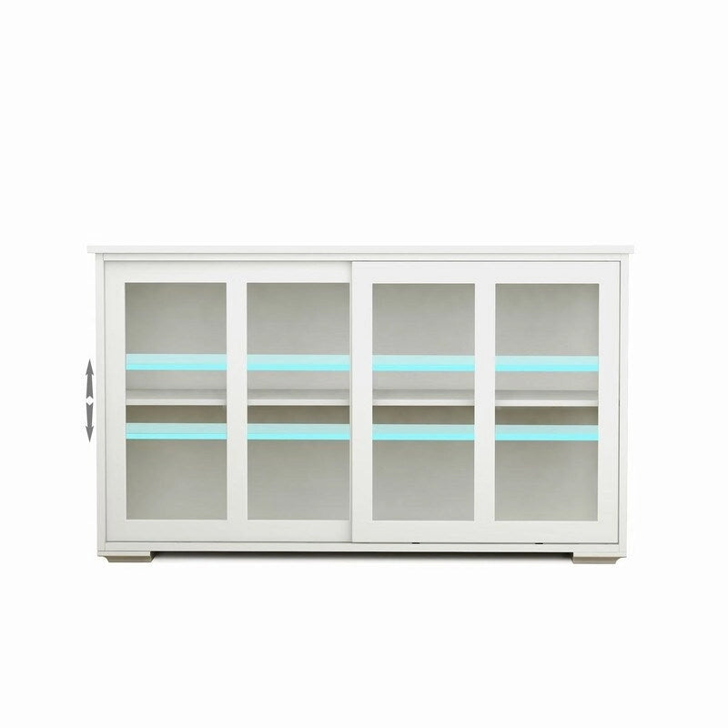 White Kitchen Storage Stand Cupboard with Glass Door