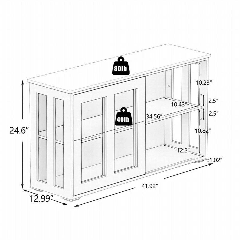 White Kitchen Storage Stand Cupboard with Glass Door