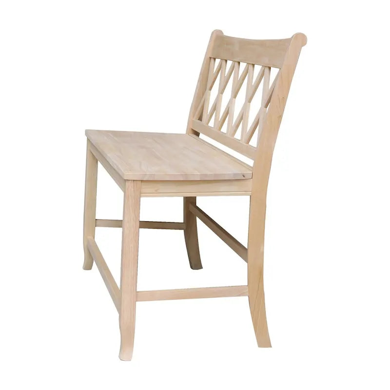 Solid Wood Double X-Back Bar Bench with Butcher Block Seat, 42W x 24H