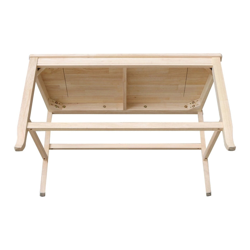 Solid Wood Double X-Back Bar Bench with Butcher Block Seat, 42W x 24H