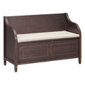 Rustic Solid Wood Entryway Storage Bench with Safety Hinge and Hidden Storage, 5 Colors