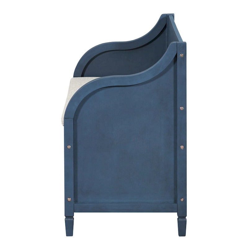 Rustic Solid Wood Entryway Storage Bench with Safety Hinge and Hidden Storage, 5 Colors