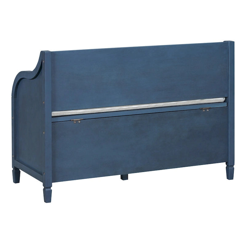 Rustic Solid Wood Entryway Storage Bench with Safety Hinge and Hidden Storage, 5 Colors