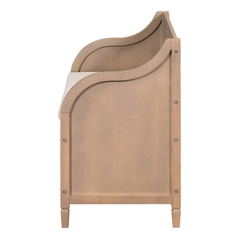 Rustic Solid Wood Entryway Storage Bench with Safety Hinge and Hidden Storage, 5 Colors