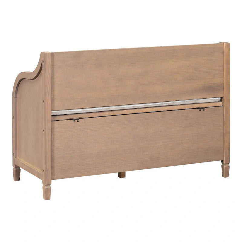 Rustic Solid Wood Entryway Storage Bench with Safety Hinge and Hidden Storage, 5 Colors