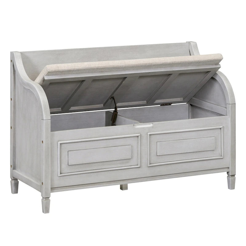 Rustic Solid Wood Entryway Storage Bench with Safety Hinge and Hidden Storage, 5 Colors