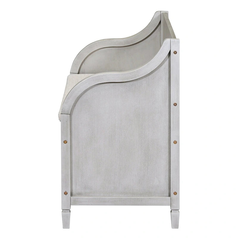 Rustic Solid Wood Entryway Storage Bench with Safety Hinge and Hidden Storage, 5 Colors