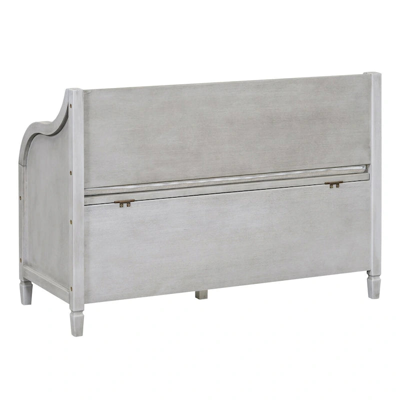 Rustic Solid Wood Entryway Storage Bench with Safety Hinge and Hidden Storage, 5 Colors