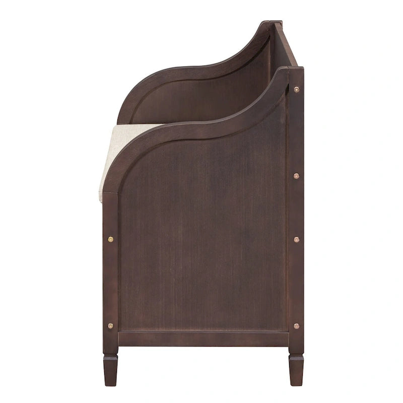 Rustic Solid Wood Entryway Storage Bench with Safety Hinge and Hidden Storage, 5 Colors