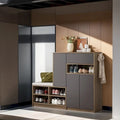 2-in-1 Shoe Storage Bench with Cushioned Seat, Door Cabinet and Adjustable Shelves, Holds 15-20 Pairs