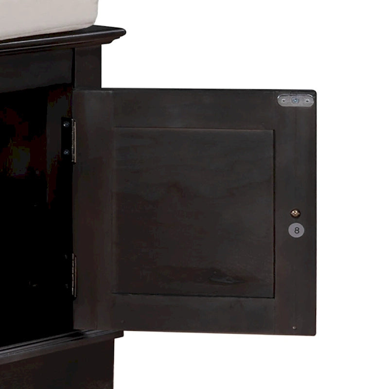 Classic Vintage Wooden Storage Bench with Two Cabinet Compartments