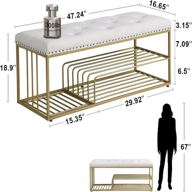 Linen Storage Bench, 47.2W x 17D x 19H