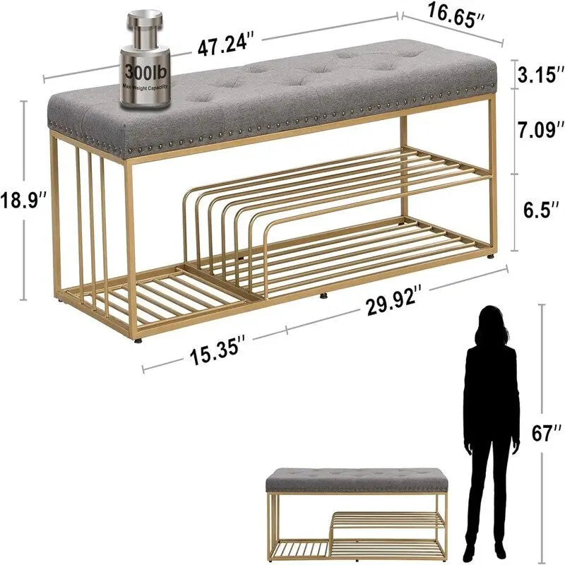 Linen Storage Bench, 47.2W x 17D x 19H