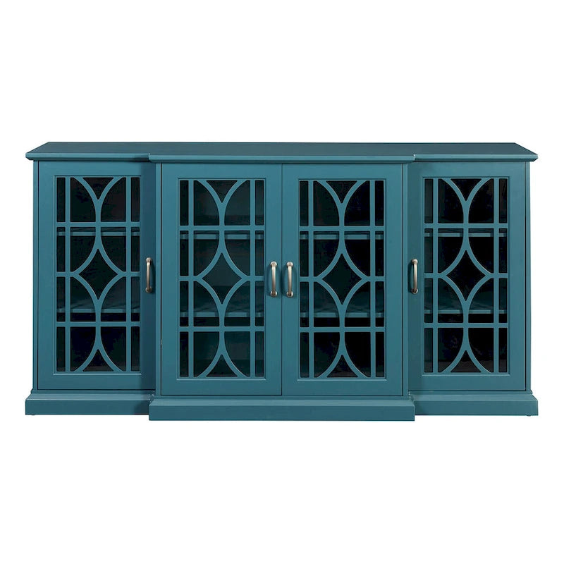 Wood TV Stand and Sideboard Buffet Storage Cabinet with 4 Doors