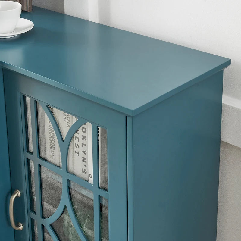 Wood TV Stand and Sideboard Buffet Storage Cabinet with 4 Doors