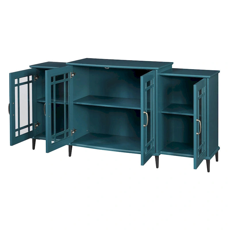 Wood TV Stand and Sideboard Buffet Storage Cabinet with 4 Doors