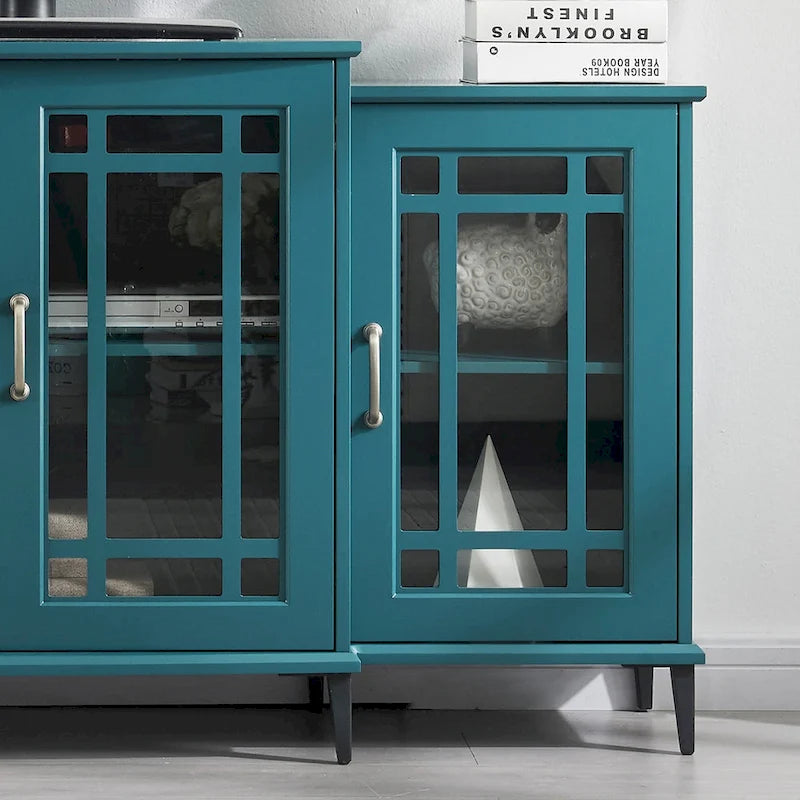Wood TV Stand and Sideboard Buffet Storage Cabinet with 4 Doors