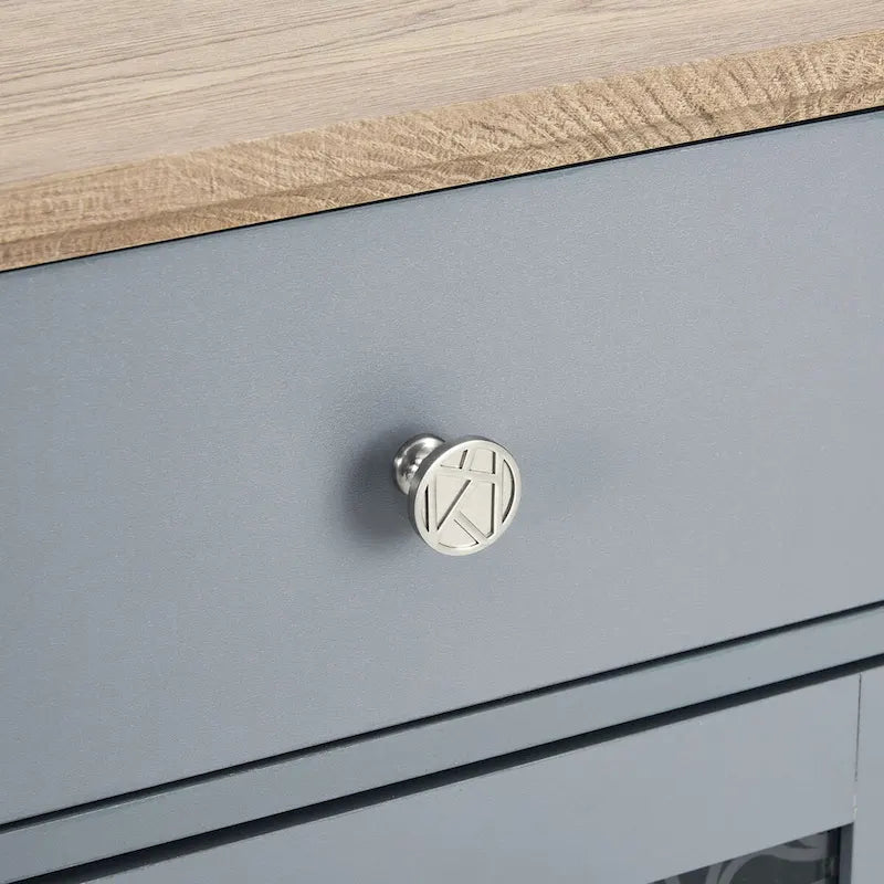 56-Inch Sideboard with 2 Drawers and Glass Door Cabinets