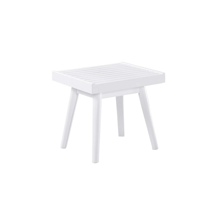 Solid Wood Slatted Bench in White, 19W x 16.5D x 17.5H