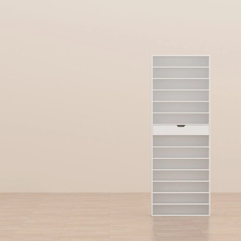 White Tall Shoe Cabinet for Flats and Boots, 78H inches