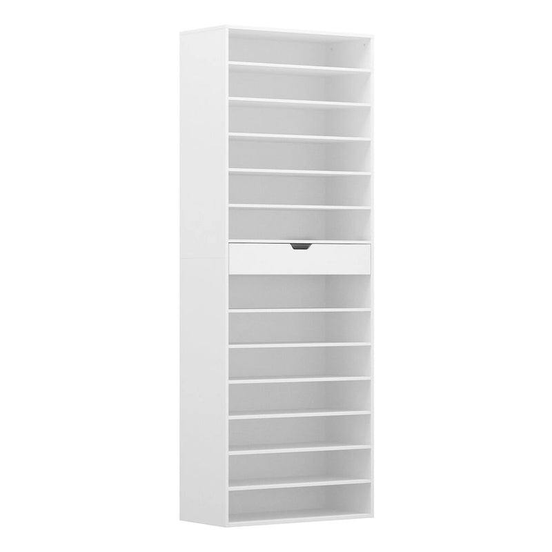 White Tall Shoe Cabinet for Flats and Boots, 78H inches