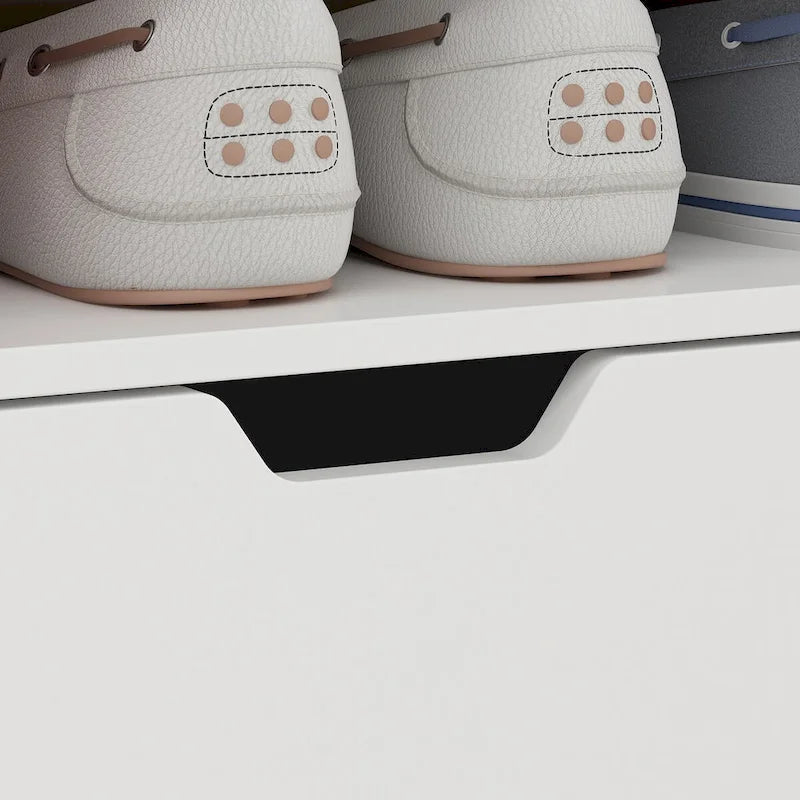 White Tall Shoe Cabinet for Flats and Boots, 78H inches
