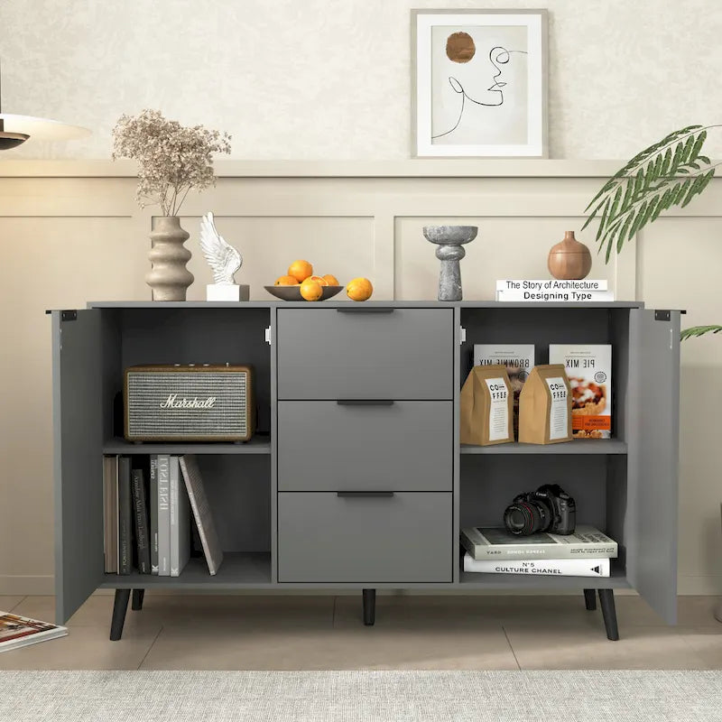 Sideboard Buffet Cabinet with Doors and Interior Storage
