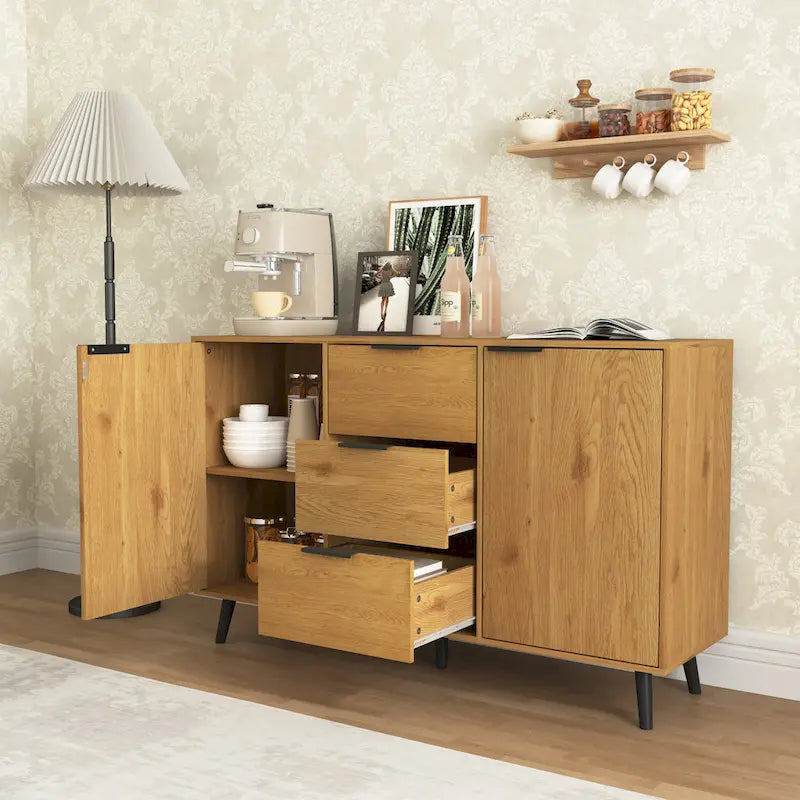 Sideboard Buffet Cabinet with Doors and Interior Storage