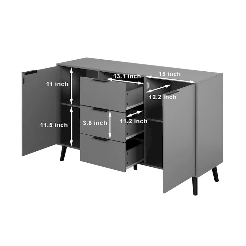 Sideboard Buffet Cabinet with Doors and Interior Storage