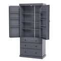 77-Inch Tall Freestanding Kitchen Pantry Cabinet with 3 Drawers, 8 Door Shelves and 3 Adjustable Shelves