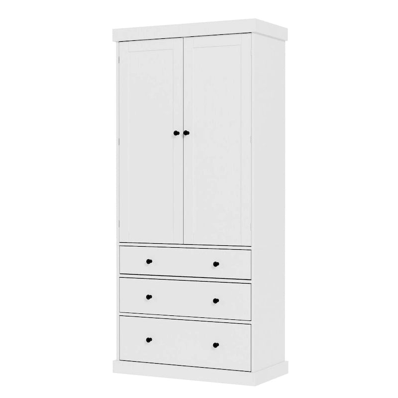 77-Inch Tall Freestanding Kitchen Pantry Cabinet with 3 Drawers, 8 Door Shelves and 3 Adjustable Shelves