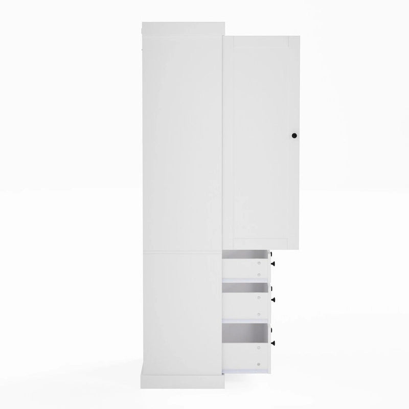 77-Inch Tall Freestanding Kitchen Pantry Cabinet with 3 Drawers, 8 Door Shelves and 3 Adjustable Shelves