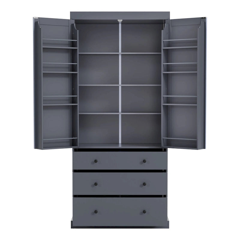 77-Inch Tall Freestanding Kitchen Pantry Cabinet with 3 Drawers, 8 Door Shelves and 3 Adjustable Shelves