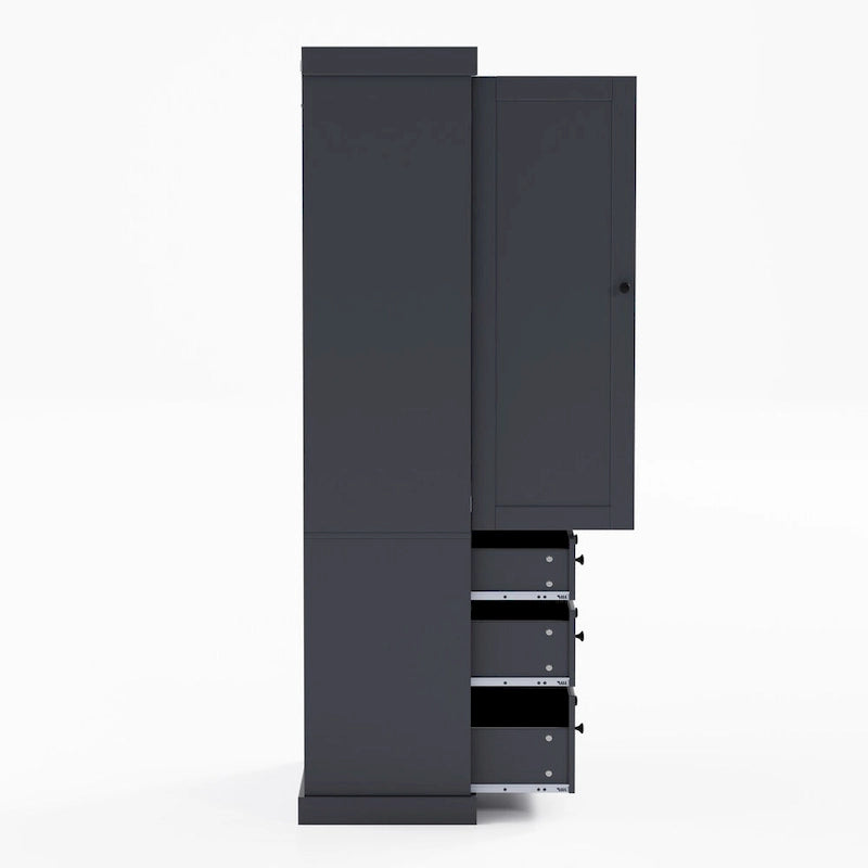 77-Inch Tall Freestanding Kitchen Pantry Cabinet with 3 Drawers, 8 Door Shelves and 3 Adjustable Shelves