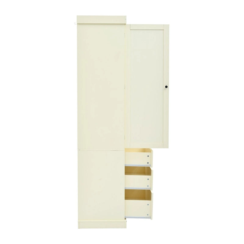 77-Inch Tall Freestanding Kitchen Pantry Cabinet with 3 Drawers, 8 Door Shelves and 3 Adjustable Shelves